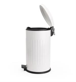 Vintage 12 Lt Yavaş Kapanır Kapaklı Ofis Mutfak Banyo Balkon Çöp Kovası Beyaz