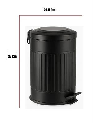 Vintage 12 Lt Yavaş Kapanır Kapaklı Ofis Mutfak Banyo Balkon Çöp Kovası Siyah