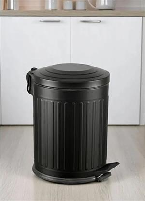 Vintage 12 Lt Yavaş Kapanır Kapaklı Ofis Mutfak Banyo Balkon Çöp Kovası Siyah