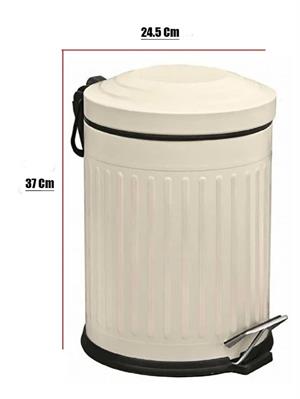 Vintage 12 Lt Yavaş Kapanır Kapaklı Ofis Mutfak Banyo Balkon Çöp Kovası Krem