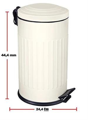 Vintage 16 Lt Yavaş Kapanır Kapaklı Ofis Mutfak Banyo Balkon Çöp Kovası Krem