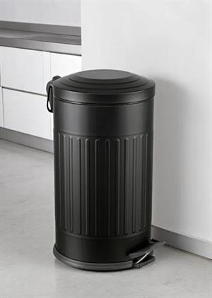 Vintage 16 Lt Yavaş Kapanır Kapaklı Ofis Mutfak Banyo Balkon Çöp Kovası Siyah