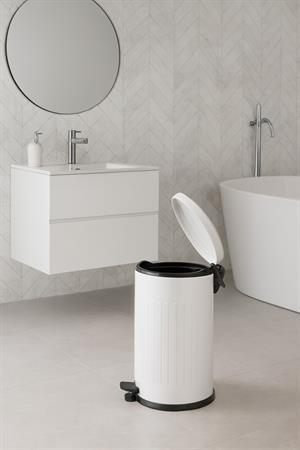 Vintage 16 Lt Yavaş Kapanır Kapaklı Ofis Mutfak Banyo Balkon Çöp Kovası Beyaz