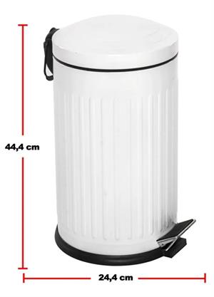 Vintage 16 Lt Yavaş Kapanır Kapaklı Ofis Mutfak Banyo Balkon Çöp Kovası Beyaz