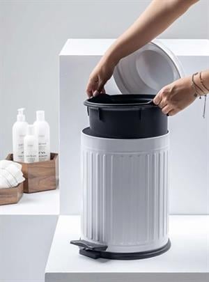 Vintage 16 Lt Yavaş Kapanır Kapaklı Ofis Mutfak Banyo Balkon Çöp Kovası Beyaz