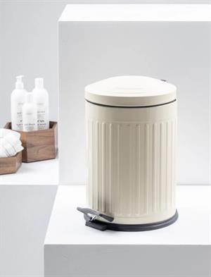 Vintage 5 Lt Yavaş Kapanır Kapaklı Ofis Mutfak Banyo Balkon Çöp Kovası Krem