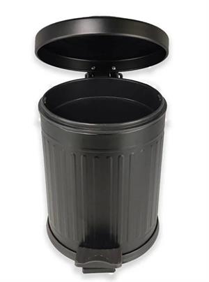 Vintage 5 Lt Yavaş Kapanır Kapaklı Ofis Mutfak Banyo Balkon Çöp Kovası Siyah