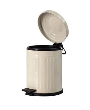 Vintage 5 Lt Yavaş Kapanır Kapaklı Ofis Mutfak Banyo Balkon Çöp Kovası Krem