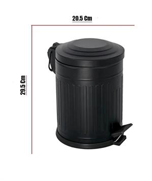 Vintage 5 Lt Yavaş Kapanır Kapaklı Ofis Mutfak Banyo Balkon Çöp Kovası Siyah
