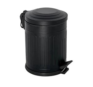 Vintage 5 Lt Yavaş Kapanır Kapaklı Ofis Mutfak Banyo Balkon Çöp Kovası Siyah