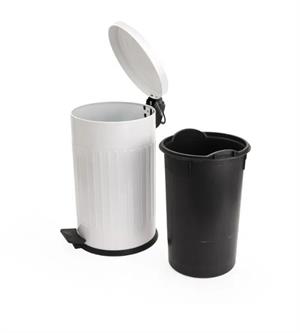 Vintage 5 Lt Yavaş Kapanır Kapaklı Ofis Mutfak Banyo Balkon Çöp Kovası Beyaz