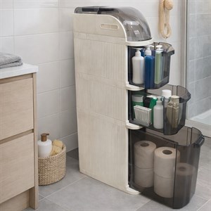 XL Portatif Dolap Çok Amaçlı Tekerlekli Banyo Dolabı Şeffaf Kapaklı Düzenleyici Organizer 