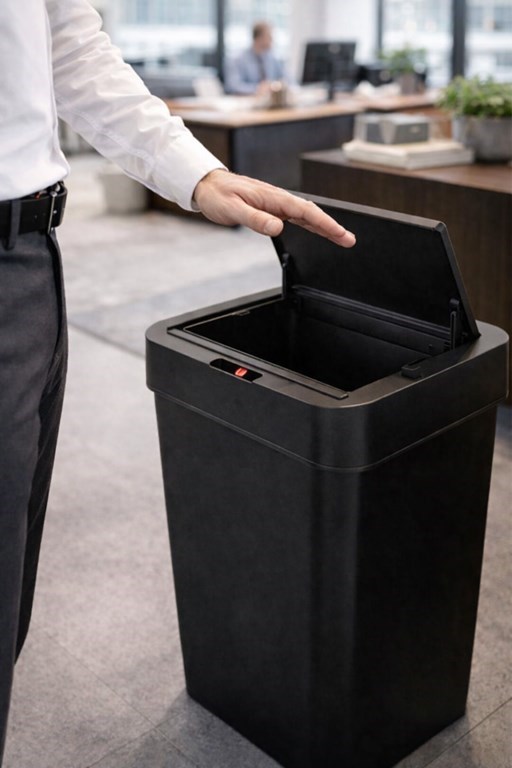 50 Litre Kızıl Ötesi Sensörlü Otomatik Çöp Kovası Ofis Mutfak Banyo Antibakteriyel Çöp Kovası Siyah