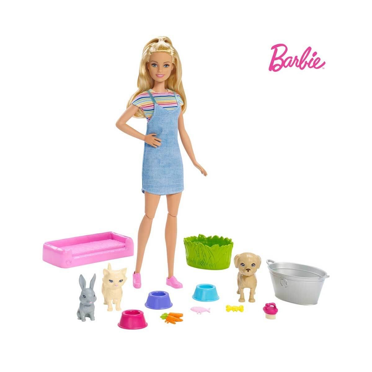 Barbie ve Hayvanları Banyo Eğlencesinde Oyun Seti