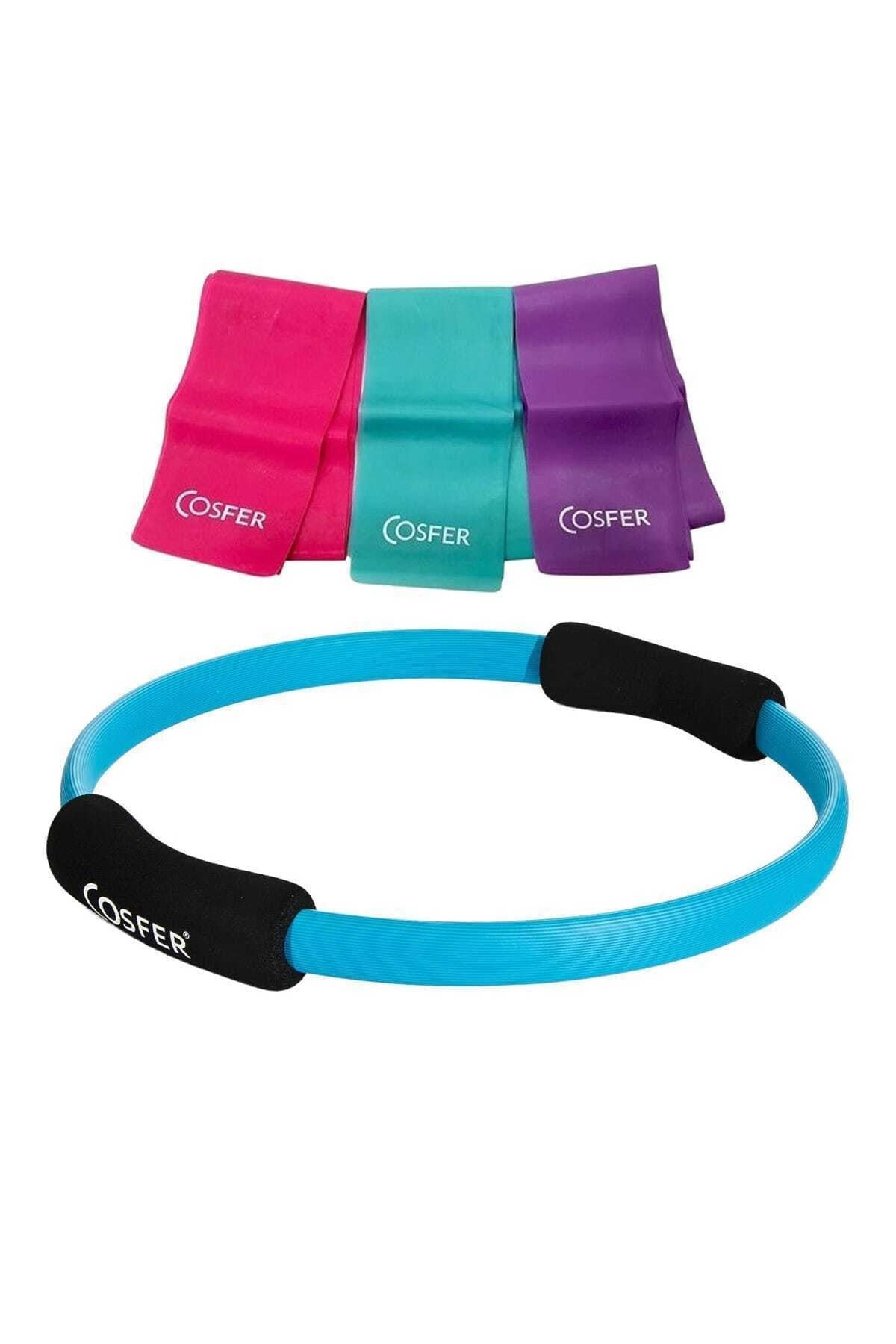 Cosfer Pilates Çemberi 38 Cm Ve 120X7.5 Cm 3Lü Pilates Bant Set