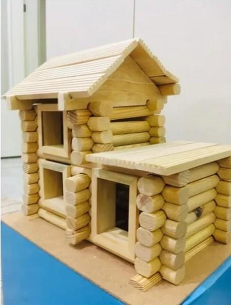 Dedemin Evi 96 Parça Ahşap Dağ Evi Eğitici Ahşap Oyun Evi Seti Gelişim Oyuncağı