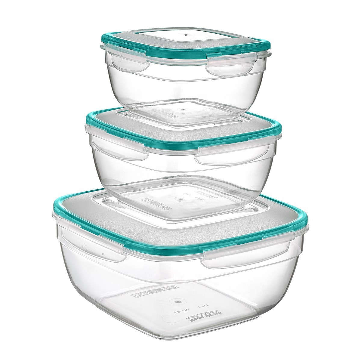 Fresh Box 3'lü Kare Saklama Kabı Seti 0,6 / 1 / 1,7 Lt