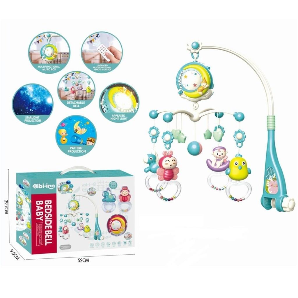 Işıklı Müzikli Bebek Dönencesi Kumandalı Projeksiyonlu Uyku Arkadaşı Mavi Dönence