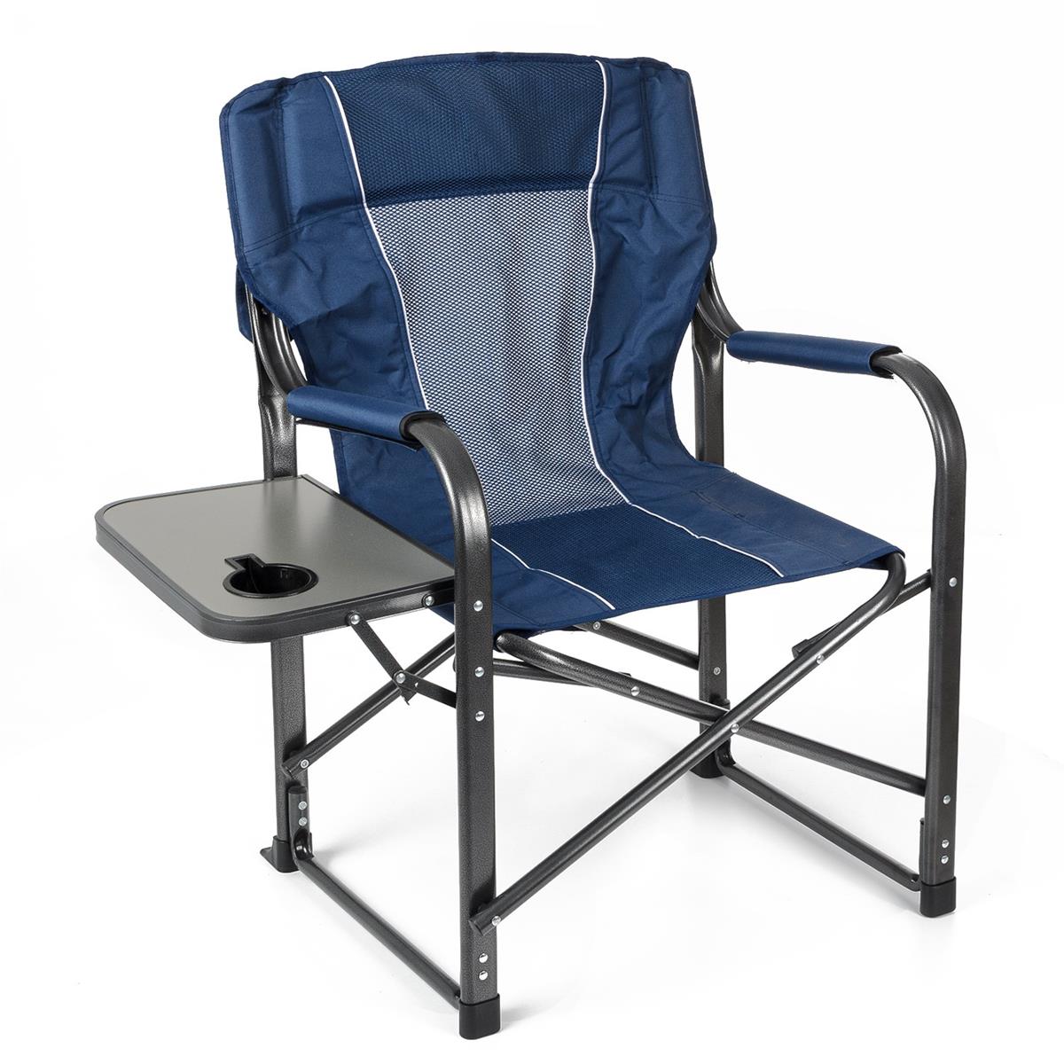 Katlanır Kamp Sandalyesi Sehpalı Fileli Yönetmen Koltuğu Mavi