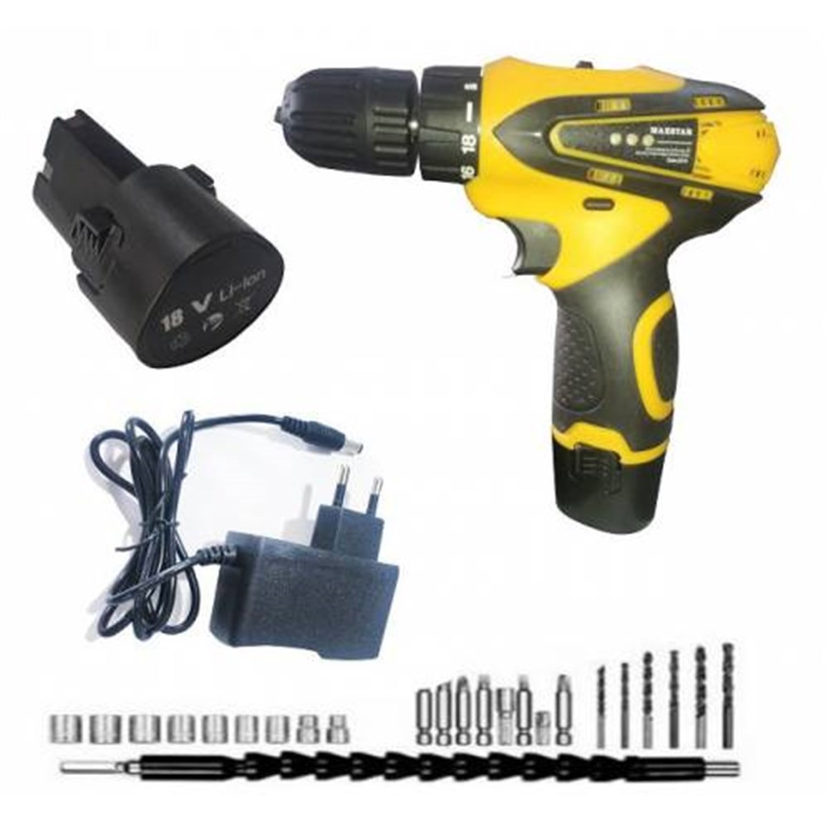 Maxstar18 V 1.3 AhLİ-ON X2Çift Akülü Şarjlı Vidalama 24Lü Set Hediye