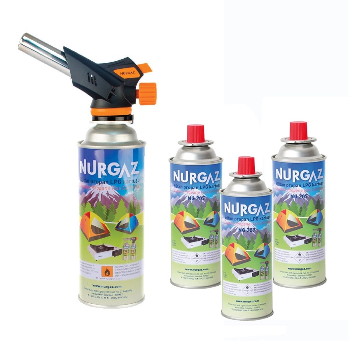 Nurgaz Firebird Torch + 4 Adet Kartuşlu Set