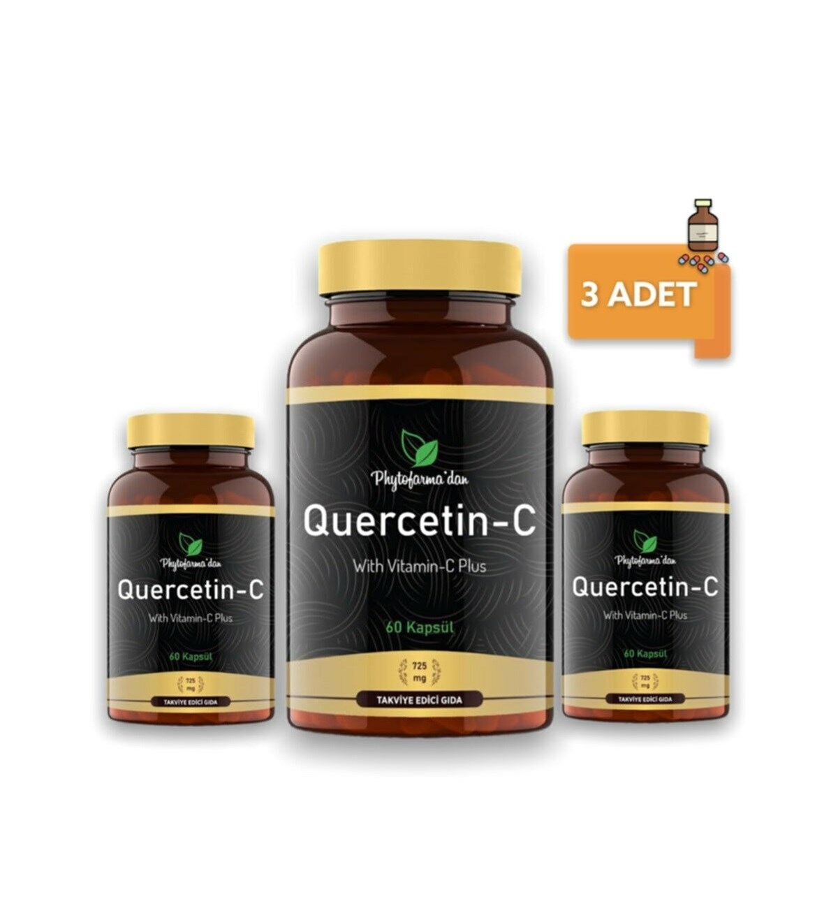 Phytofarma'dan Quercetin With Vitamin-C 60 Kapsül 725 Mg X3