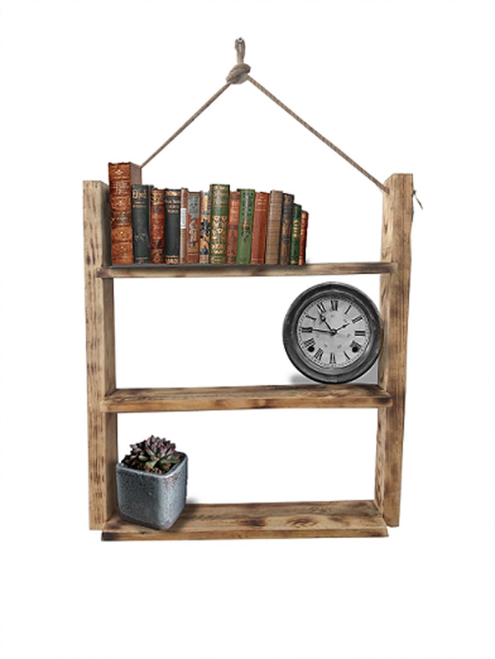 Üç Katlı Demonte Ahşap Duvar Raf