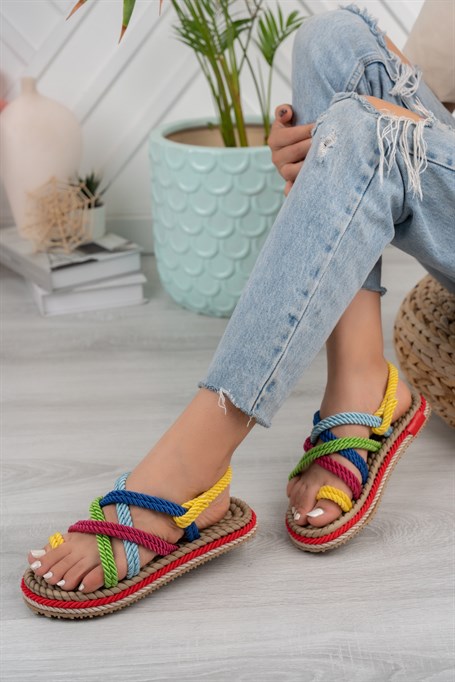 Çok Renkli Kadın Parmak Arası Sandalet