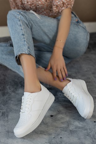 Beyaz-Beyaz Kadın Sneaker