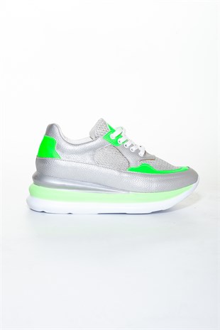 Gümüş-Yeşil Kadın Sneaker