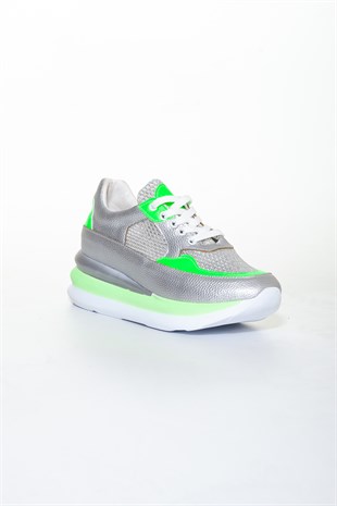 Gümüş-Yeşil Kadın Sneaker