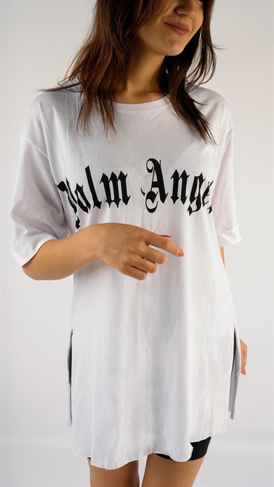 Beyaz Kadın Oversize Palm Angel T-shirt