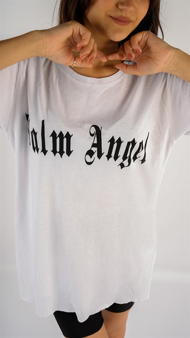 Beyaz Kadın Oversize Palm Angel T-shirt