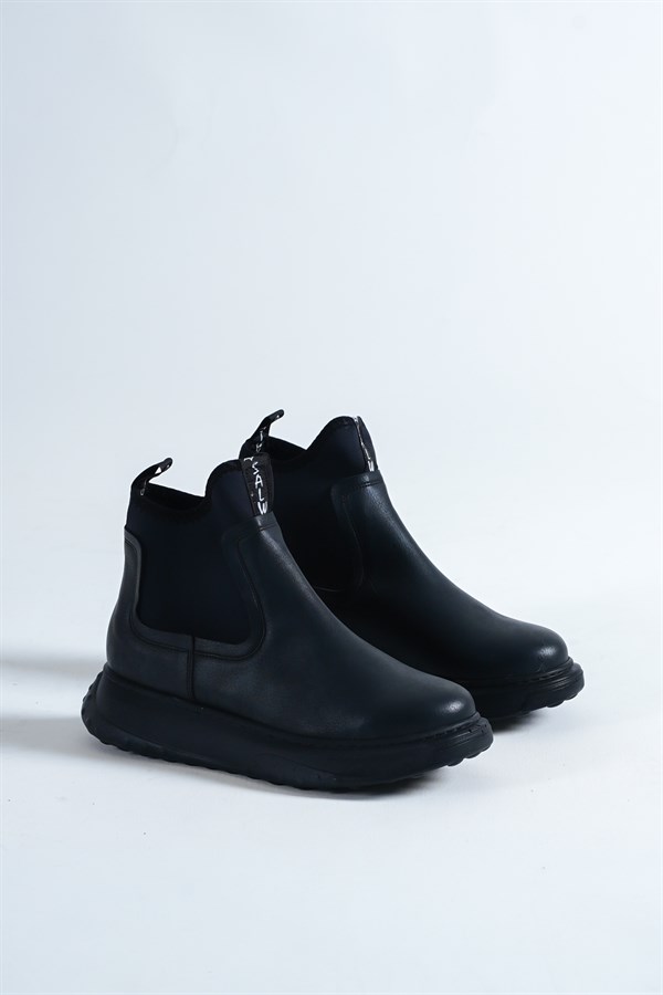 Siyah Erkek Kışlık Lastikli Sneaker