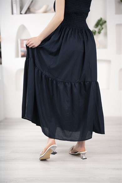 Lacivert Kadın Gipeli Kalın Askılı Elbise