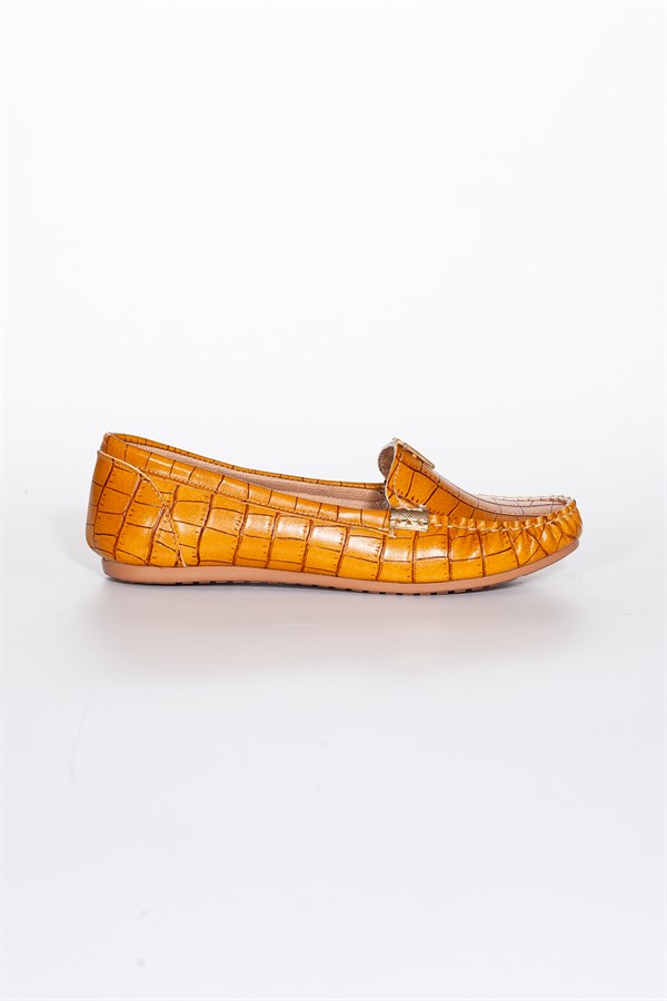 Hardal Kroko Tokalı Kadın Günlük Klasik Ayakkabı