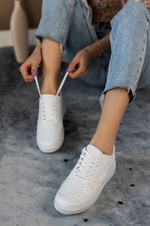Beyaz-Beyaz Kadın Sneaker