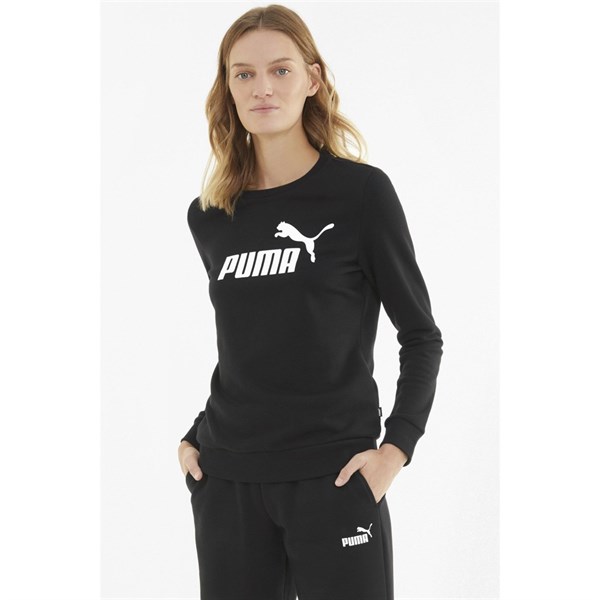 Puma Ess Logo Crew Tr - Kadın Siyah Pamuklu Sweatshirt - 586786 01
