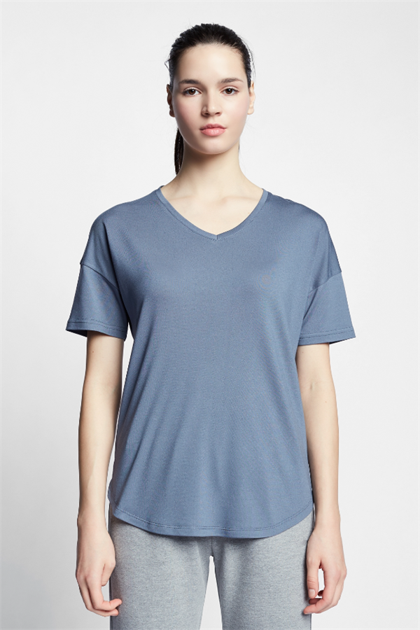 Lescon Sisli Mavi Kadın Kısa Kollu T-Shirt 22S-2215-22B