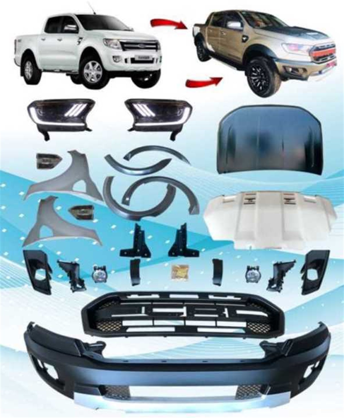 Ford Ranger T6 (2012-2015) T8 Raptor Dönümüm Facelıft Body Kit 