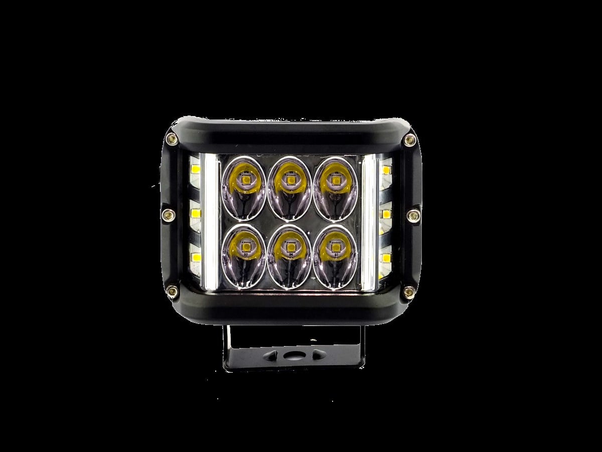 Off Road Tek Adet 6 Işıklı LED (Çakarlı Çalışma Lambası) Kare 12-24v Sarı-Beyaz