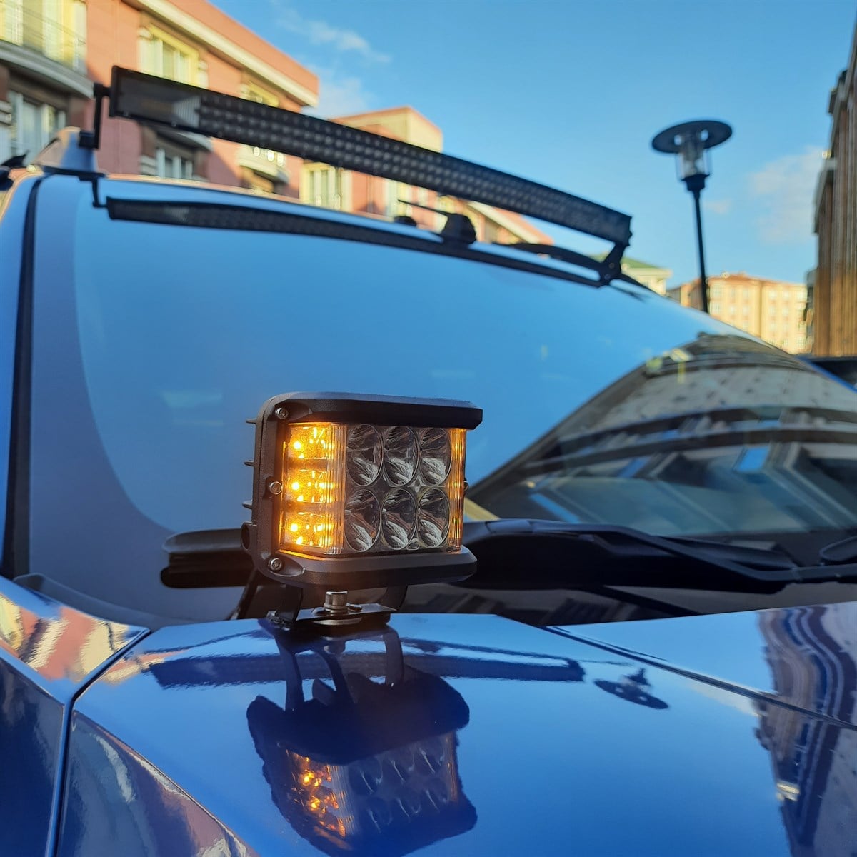 Off Road Tek Adet 6 Işıklı LED (Çakarlı Çalışma Lambası) Kare 12-24v Sarı-Beyaz