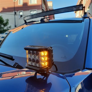 Off Road Tek Adet 6 Işıklı LED (Çakarlı Çalışma Lambası) Kare 12-24v Sarı-Beyaz