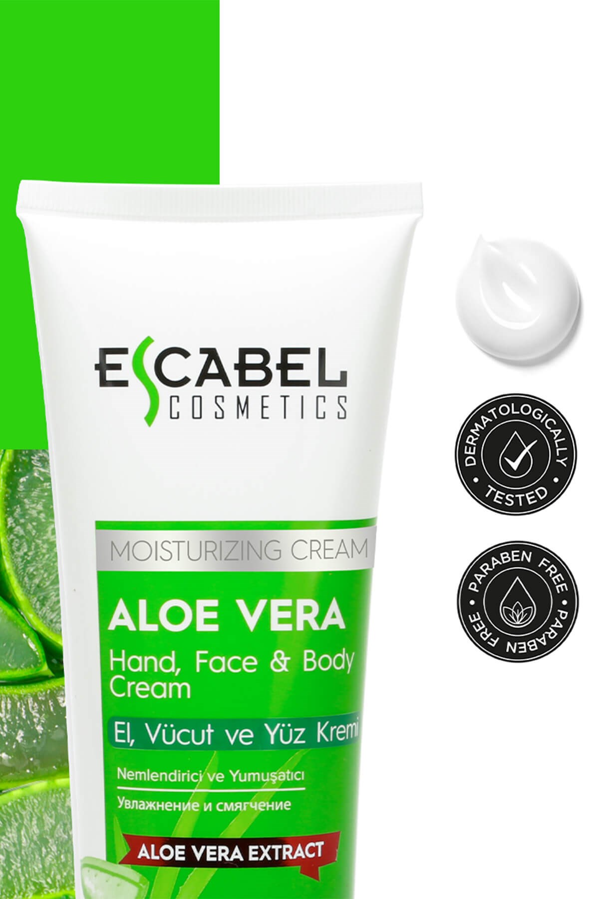 Escabel Aloe Vera El, Yüz, Vücut Kremi 250 ML - Escabel Kozmetik - Toptan  ve Perakende Dezenfektan ve Kozmetik Ürünleri