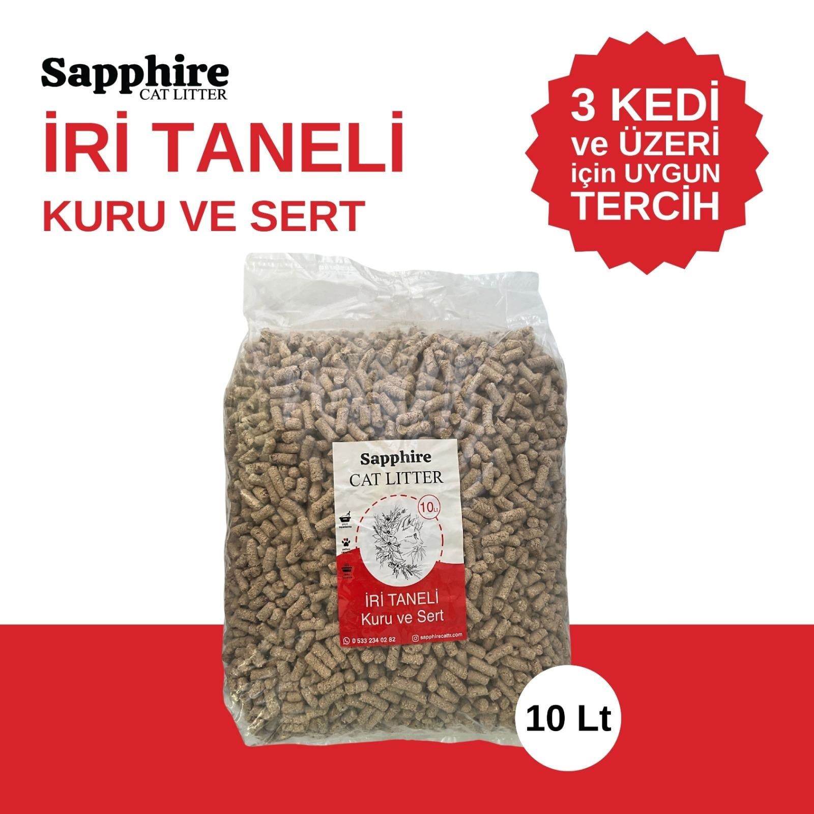 Sapphire İri & Kalın Taneli Topaklanan Kedi Kumu 10 Lt