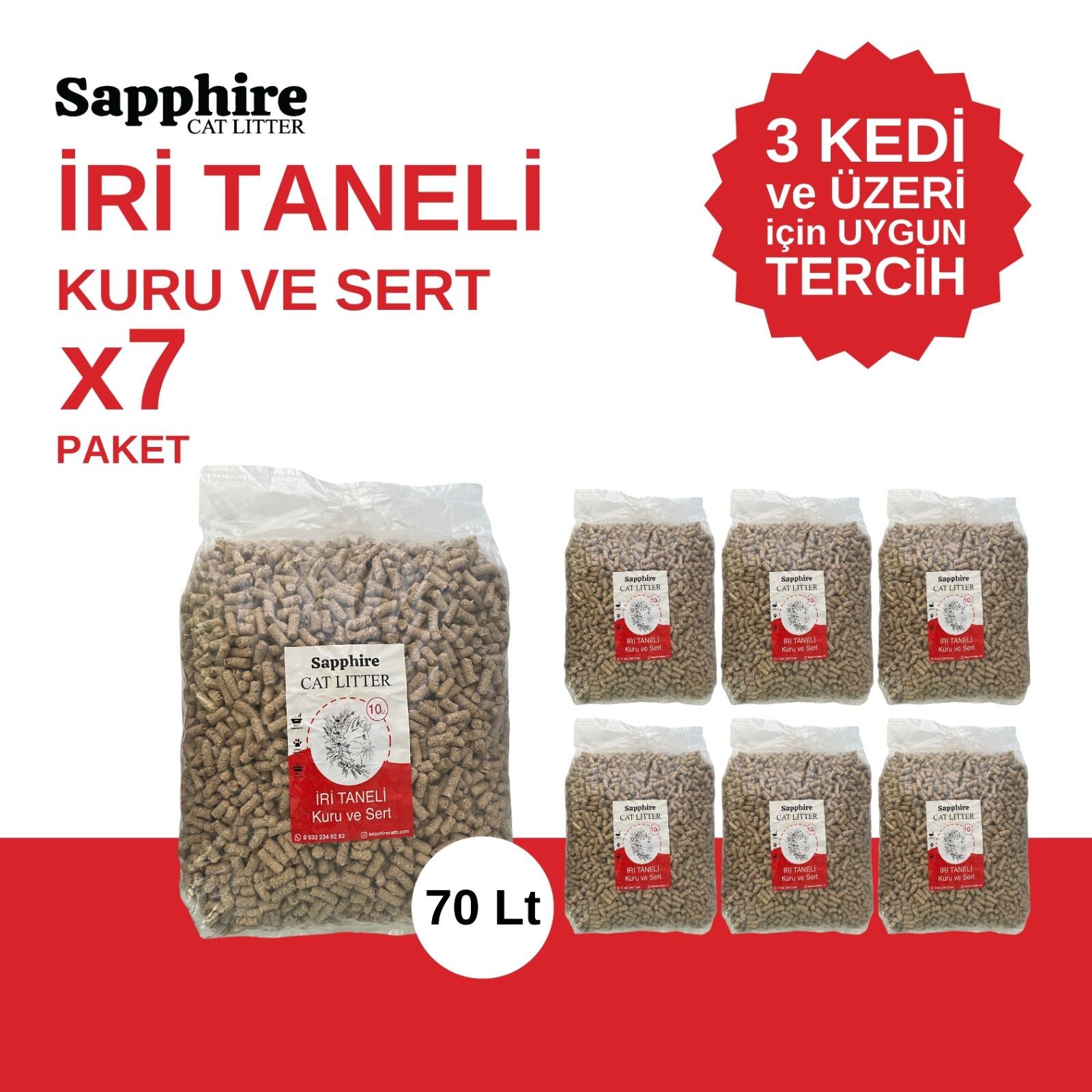 Sapphire İri & Kalın Taneli Topaklanan Kedi Kumu 70 Lt (10 Lt x 7 Adet)