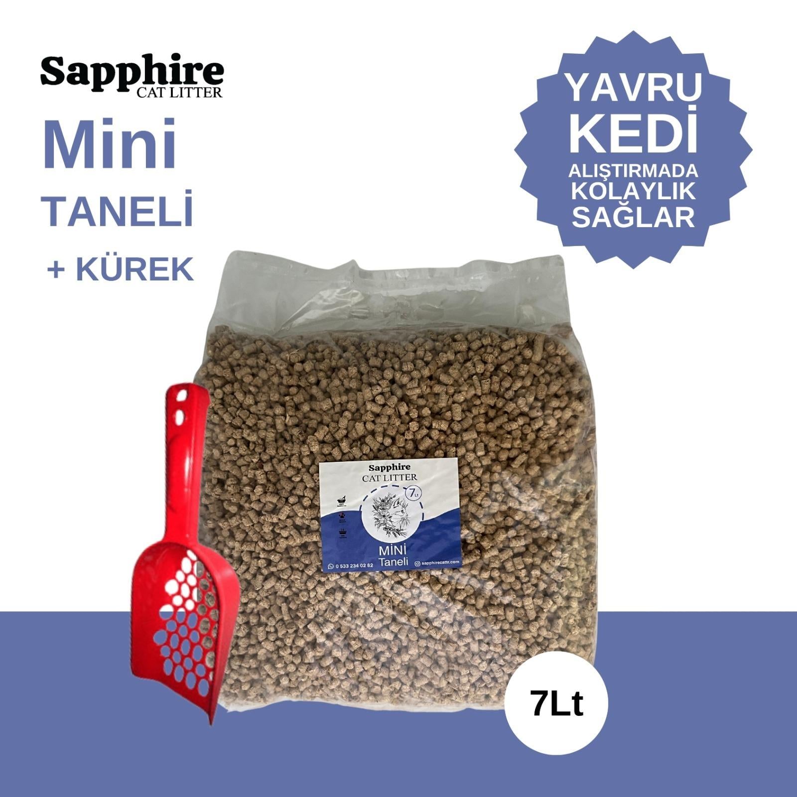 Sapphire Mini Topaklanan Tozsuz İnce Taneli Kedi Kumu 7 Lt + Kürek