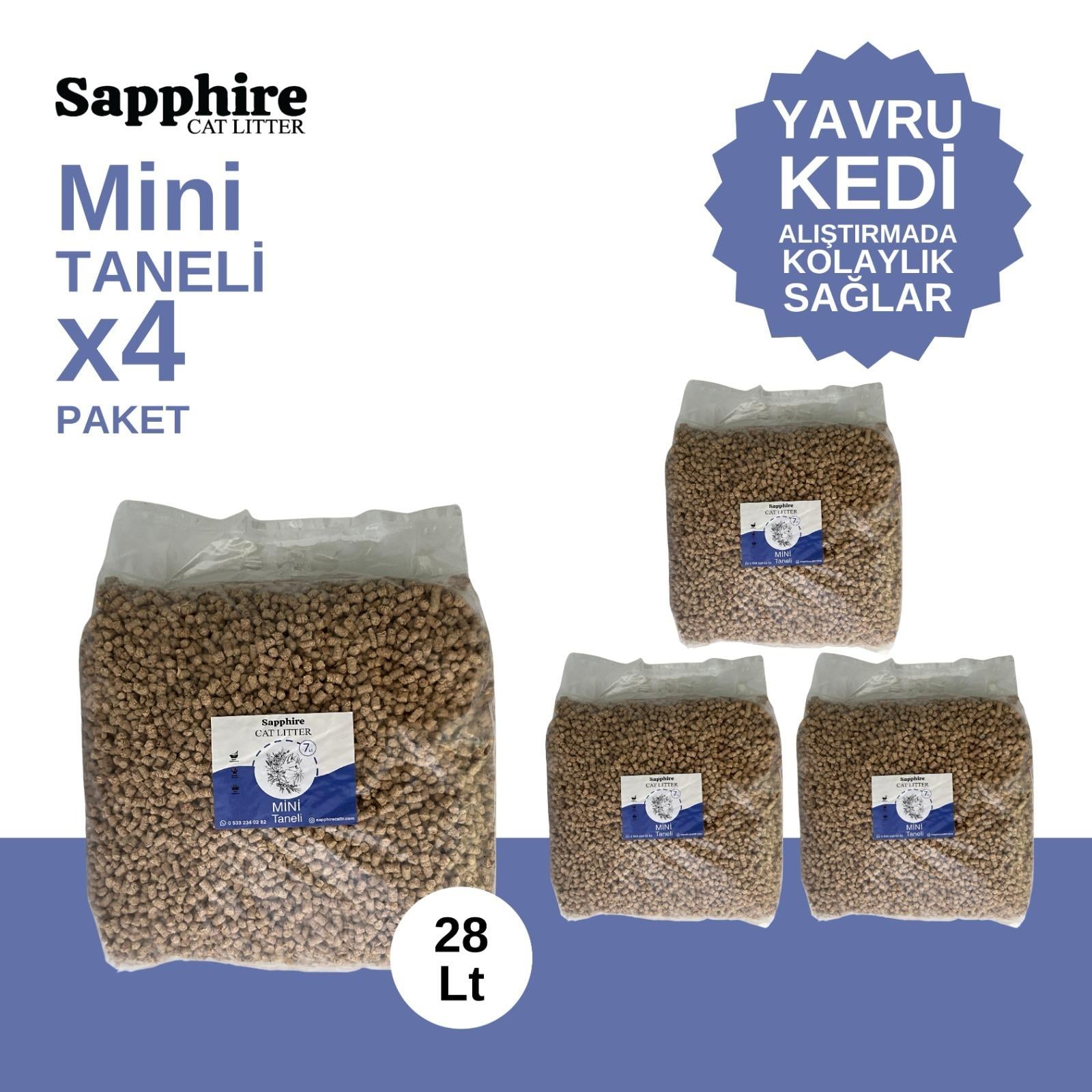 Sapphire Mini Topaklanan Tozsuz İnce Taneli Kedi Kumu 28 Lt (7 Lt x 4 Adet)