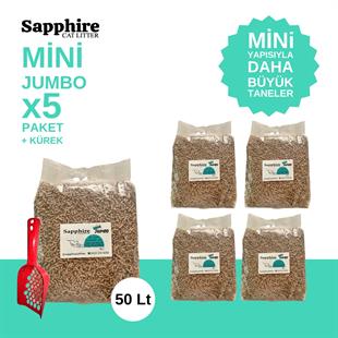 apphire Mini Jumbo İnce Taneli Hızlı Topaklanan Kedi Kumu 50 Lt + Kürek (10 Lt x 5 Adet)