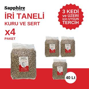 Sapphire İri & Kalın Taneli Topaklanan Kedi Kumu 40 Lt (10 Lt x 4 Adet)